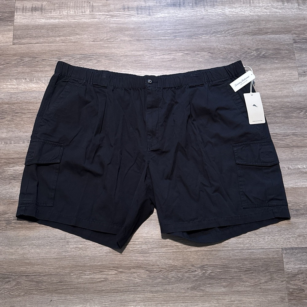 Tommy Bahama Men's Size 4XLB Black Walking Cargo Survivor Shorts Elastic Waist